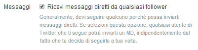 Twitter  messaggi diretti