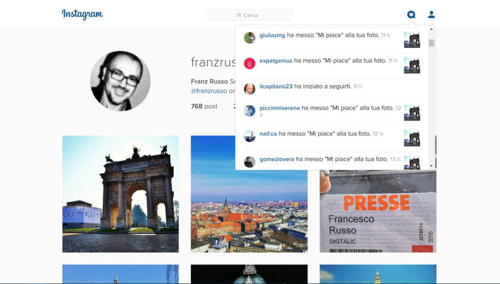 instagram notifiche web