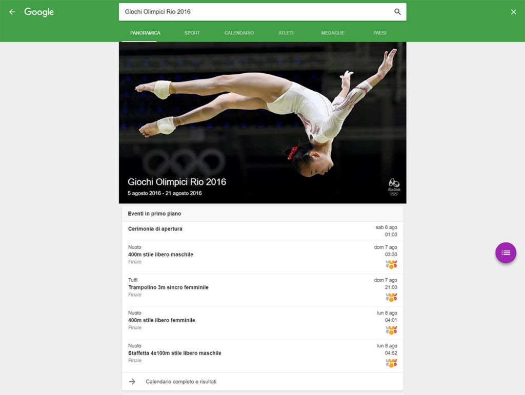 google olimpiadi rio 2016 sezione