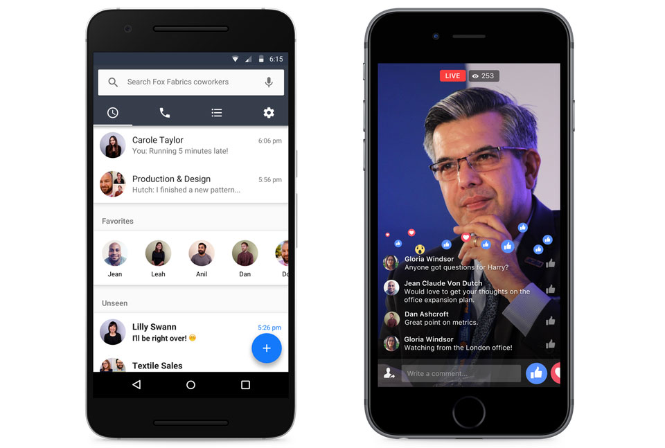 facebook workplace chat live video