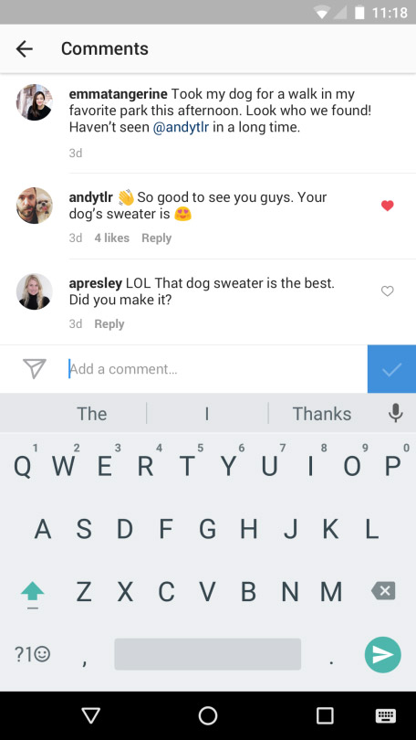 instagram commenti mobile android