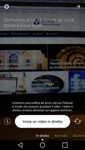 instagram live video lancio android