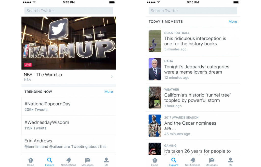 twitter tab esplora ios