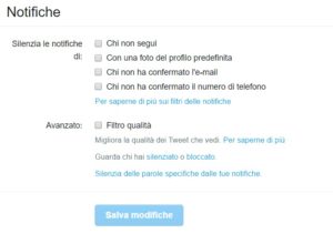 twitter strumenti filtri qualità