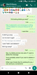 whatsapp eliminare messaggi inviati per errore