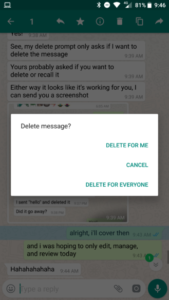 whatsapp eliminare messaggi inviati per errore