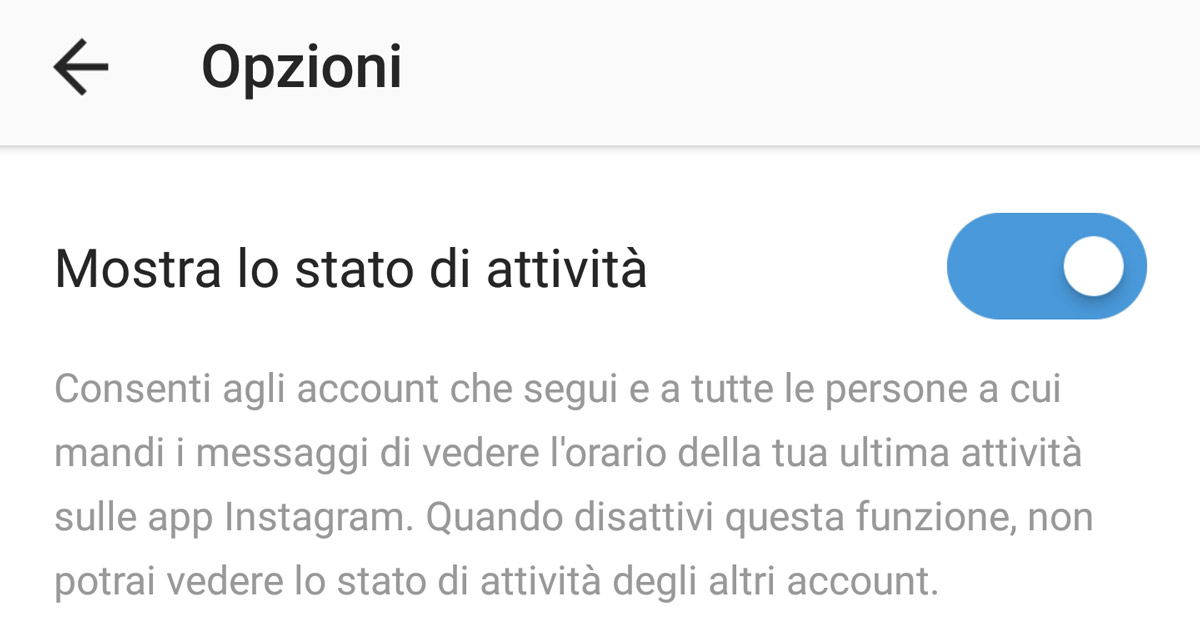 direct instagram mostra stato attività