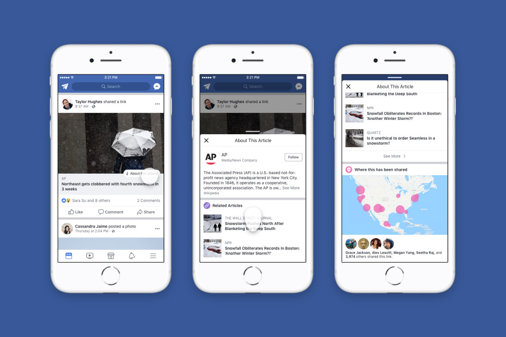 facebook articoli correlati info autore fake news