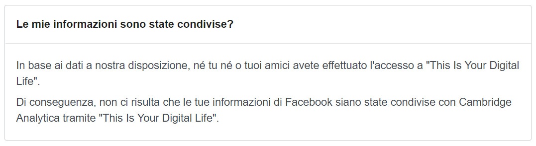 risposta facebook cambridge analytica
