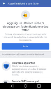 autenticazione a 2 fattori facebook