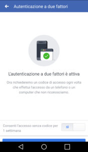 autenticazione a 2 fattori facebook