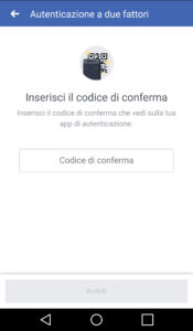 autenticazione a 2 fattori facebook