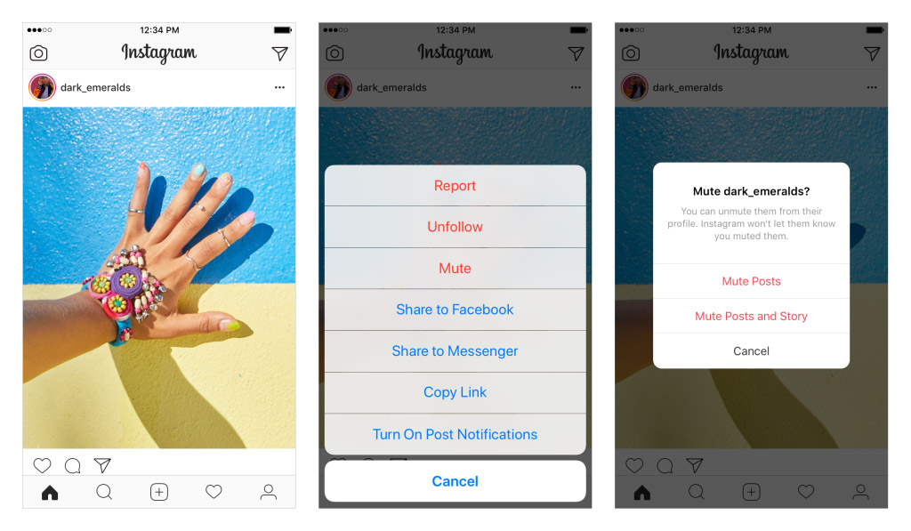 instagram mute silenziare post stories