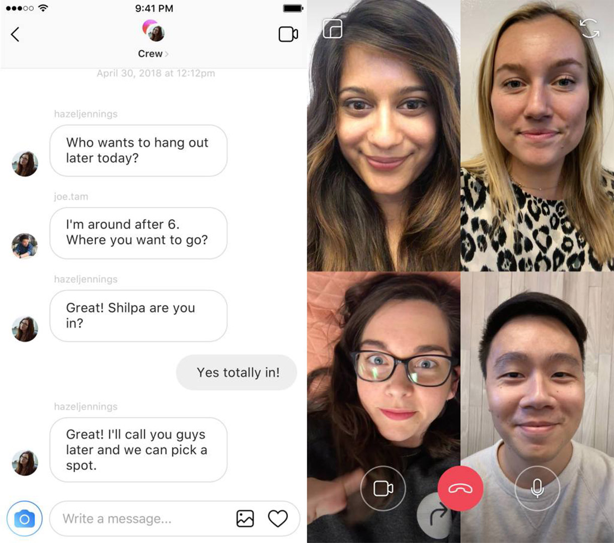 instagram video chiamate