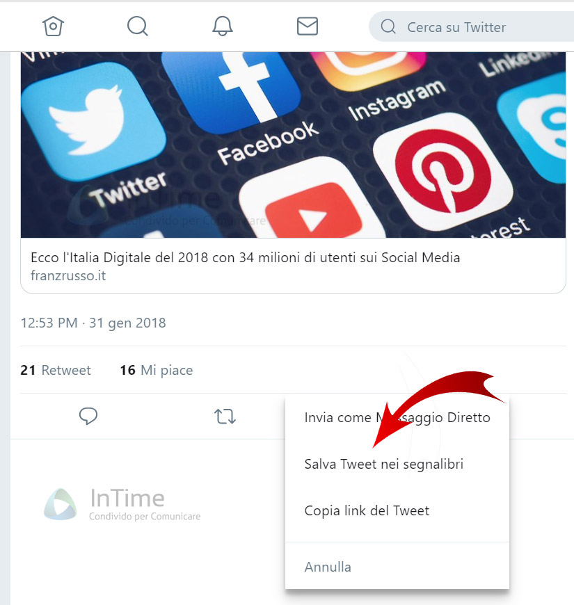 twitter nuova versione desktop segnalibri