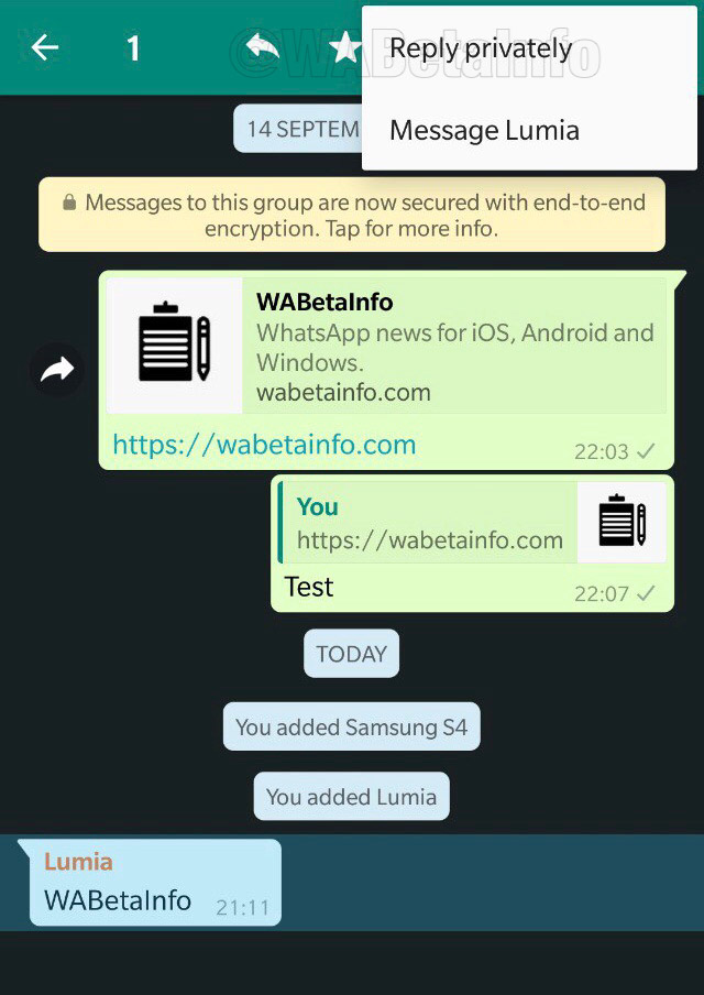 whatsapp rispondi privatamente