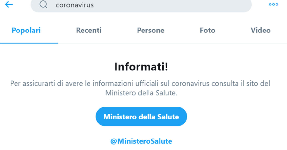 twitter coronavirus ministero salute