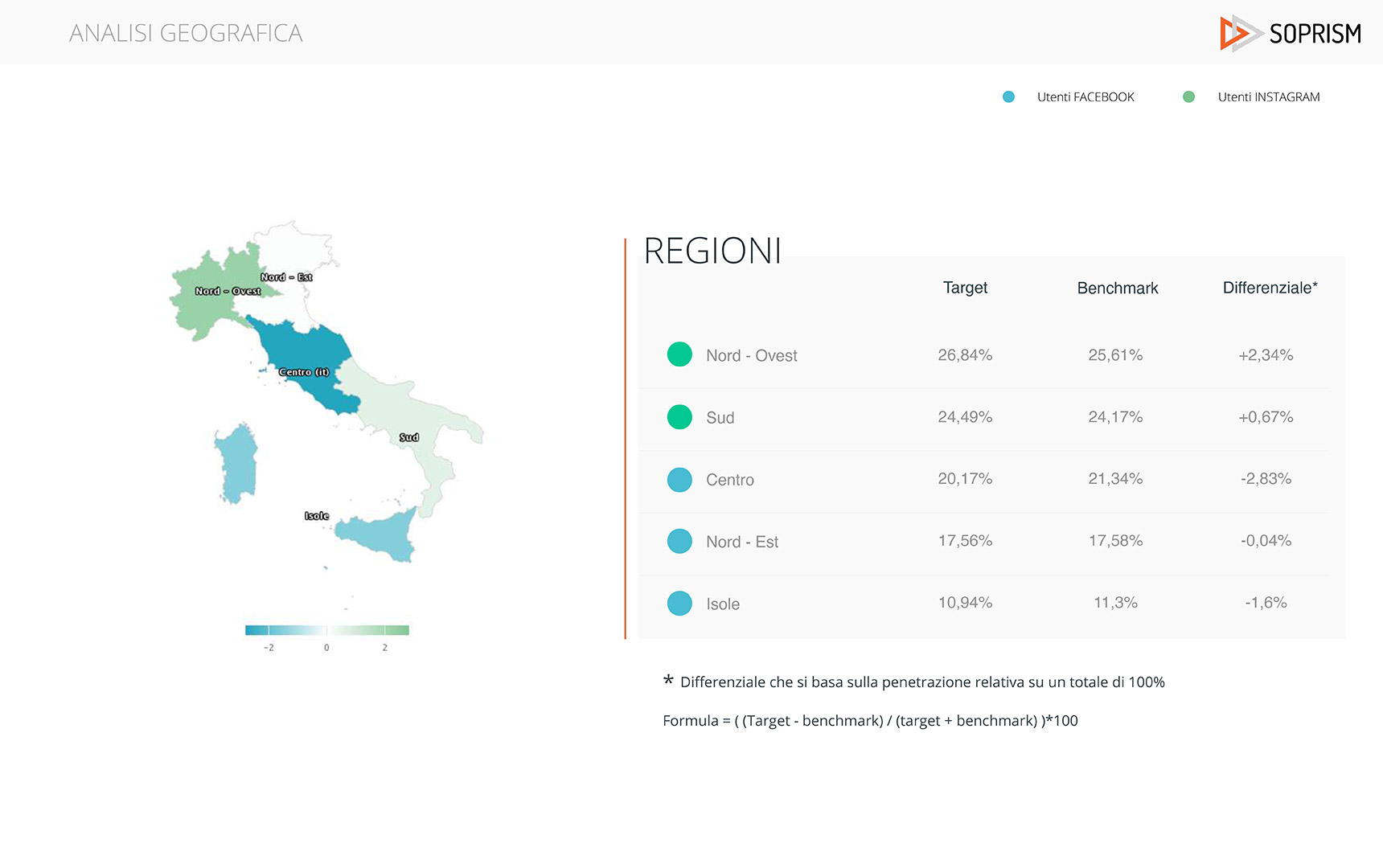analisi soprism instagram facebook italia geografico