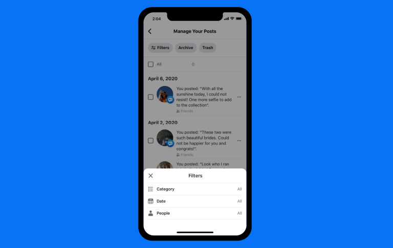 facebook manage activity cancellare vecchi post