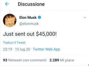 truffa bitcoin twitter musk
