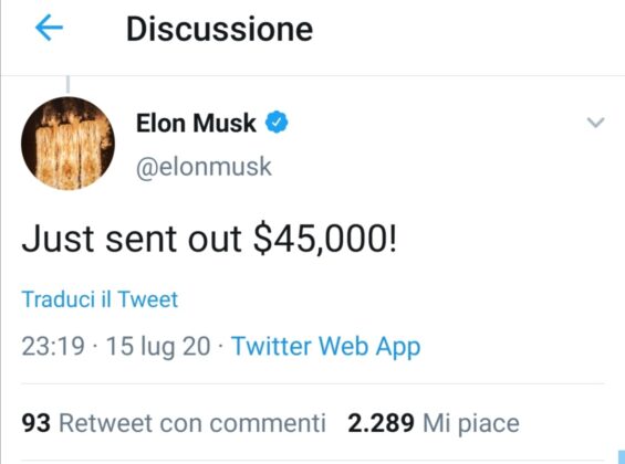 truffa bitcoin twitter musk
