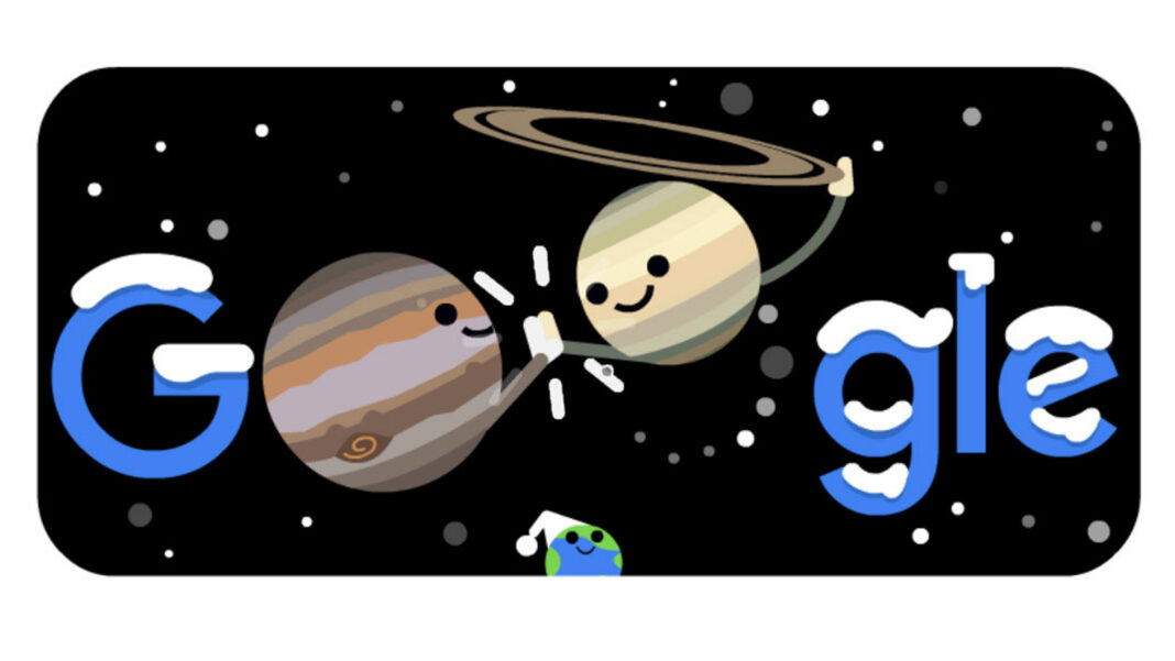 Il doodle per la grande congiunzione tra Saturno e Giove