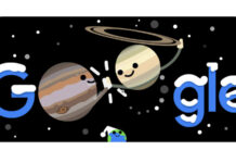 Il doodle per la grande congiunzione tra Saturno e Giove google doodle grande congiunzione inverno