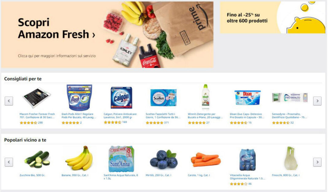 Amazon Fresh da oggi disponibile anche a Roma