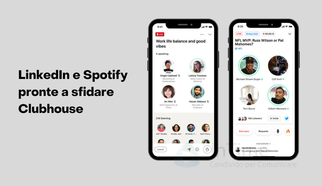 Anche LinkedIn e Spotify pronti a sfidare Clubhouse sulle chat audio