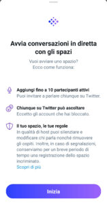 avviso avvio twitter spaces