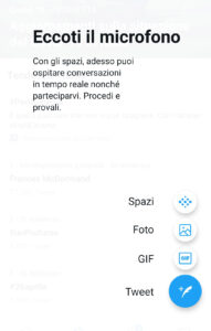 avviso avvio twitter spaces android