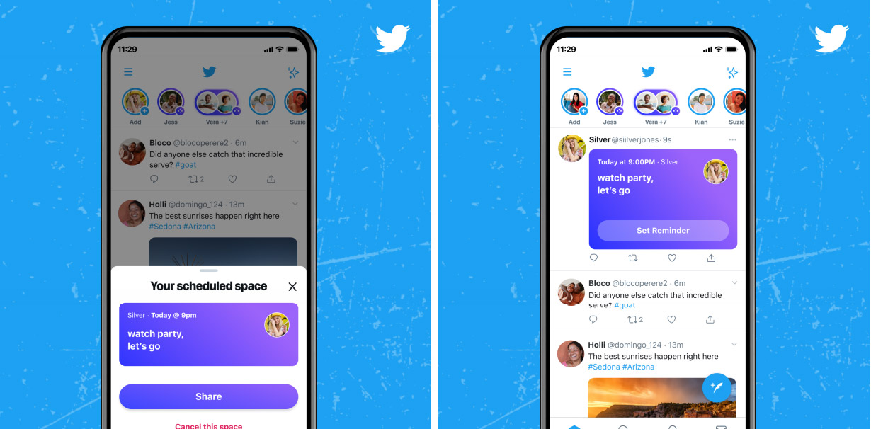twitter spaces programmare