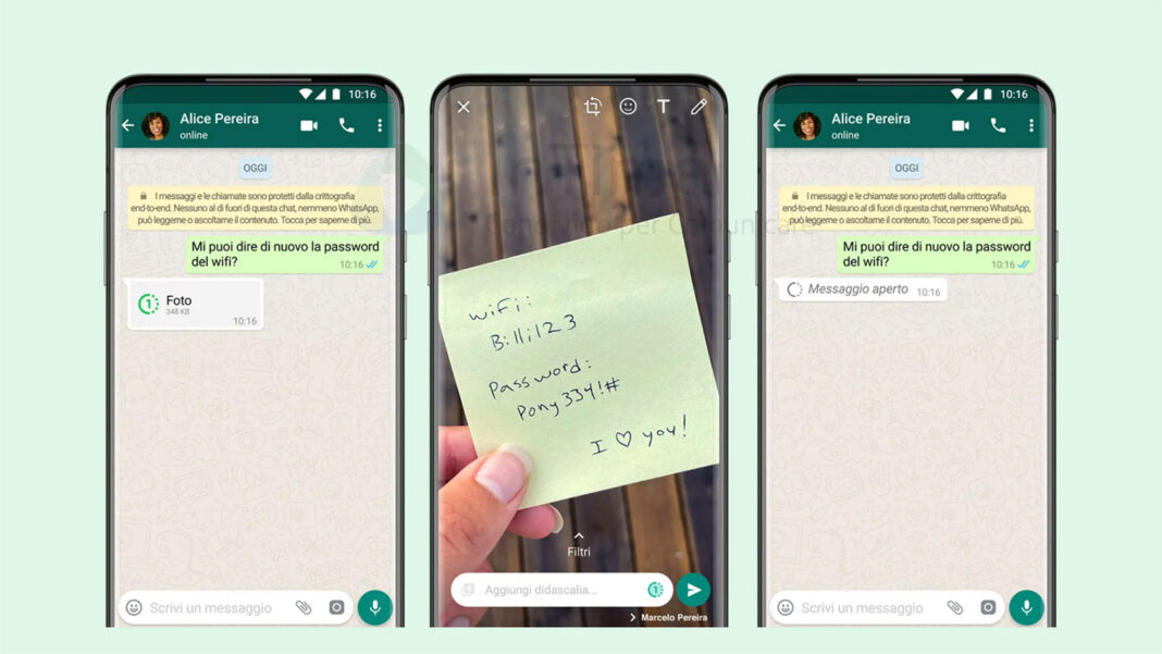 WhatsApp, foto e video scompaiono una volta visualizzati