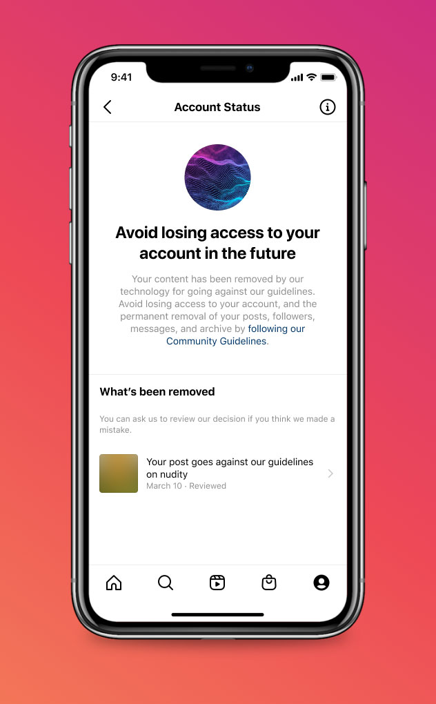 instagram account status