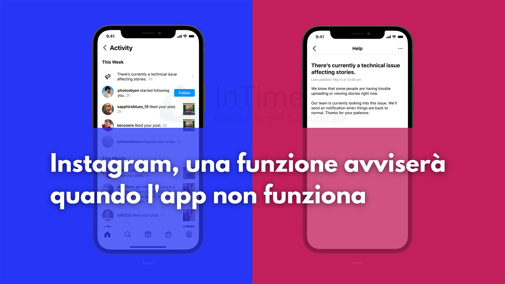 instagram avviso malfunzionamento app socialmedia franzrusso.it intime blog