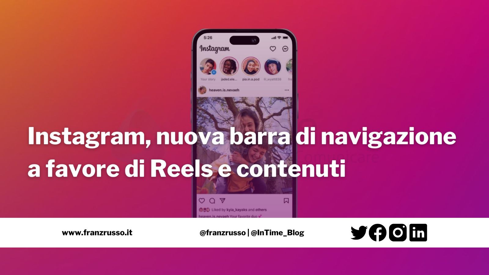 nuova barra navigazione instagram