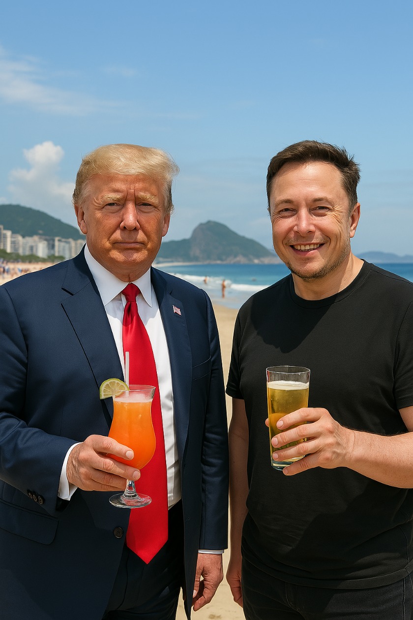 Trump Musk spiaggia copacabana ChatGPT 4o franz russo