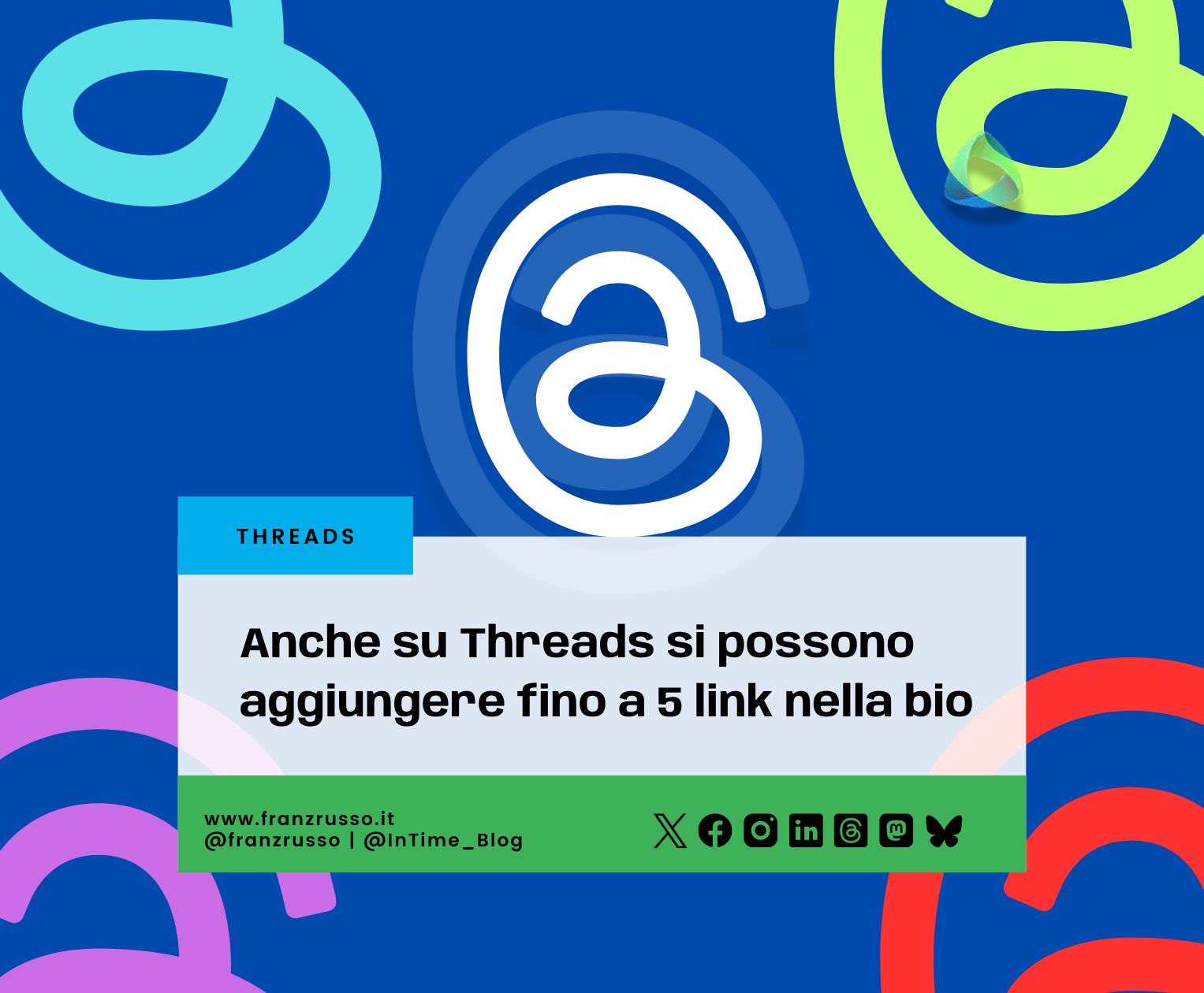 Anche su Threads si possono aggiungere fino a 5 link nella bio
