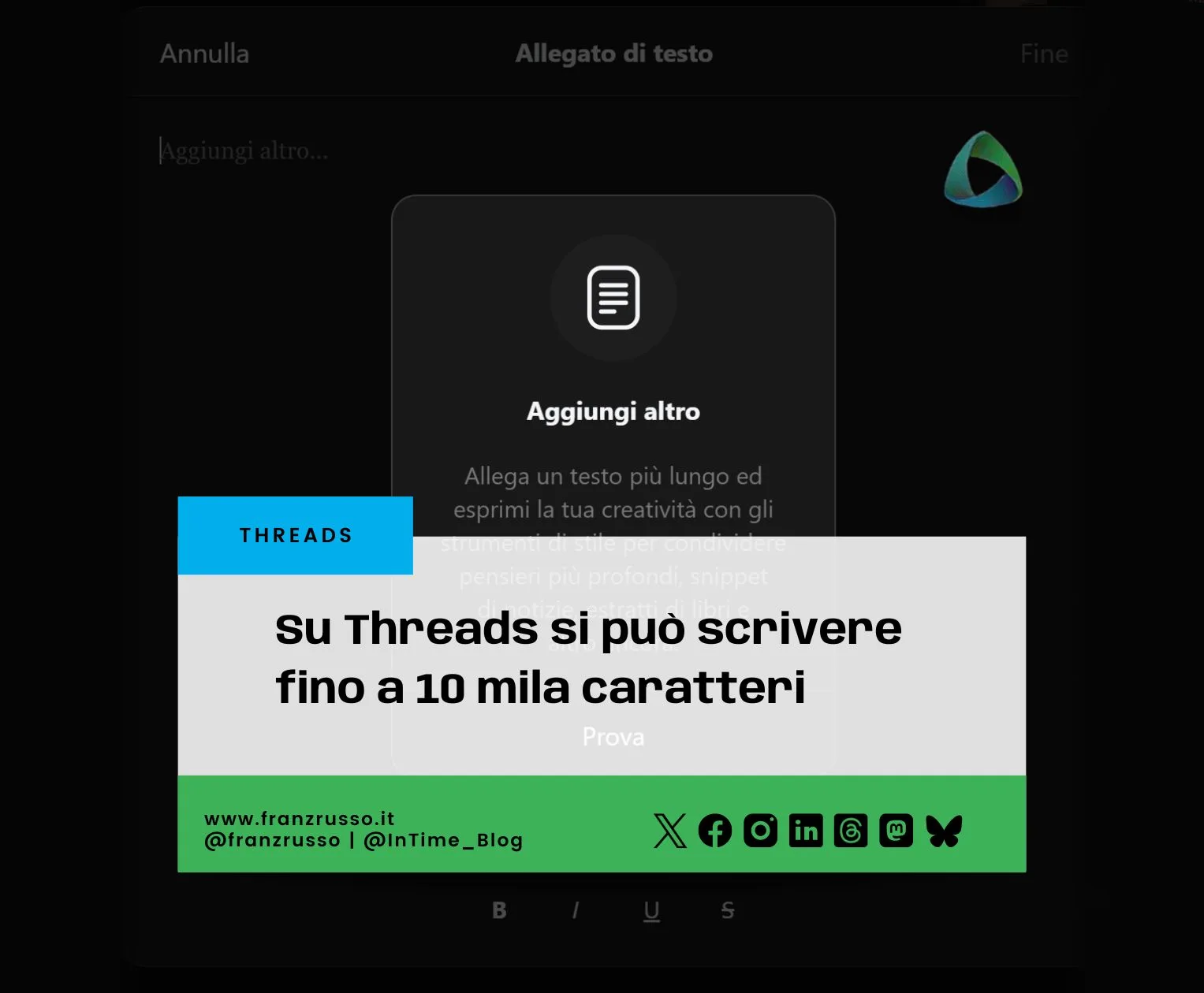 Su Threads si può scrivere fino a 10 mila caratteri