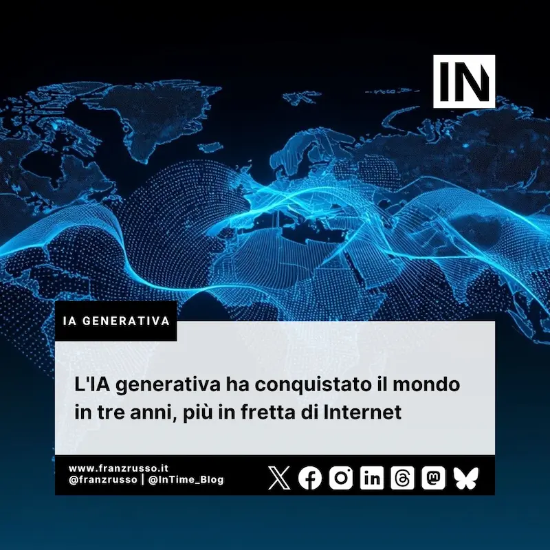 L'IA generativa ha conquistato il mondo in tre anni, più in fretta di Internet