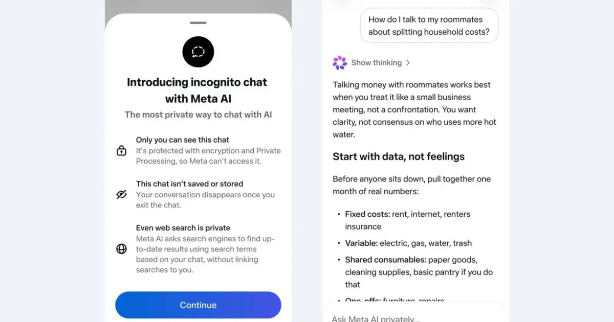 Su Meta AI arrivano le chat in incognito con l’intelligenza artificiale